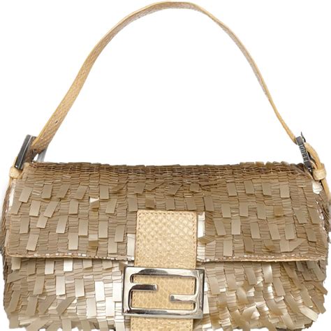 fendi gold sequin baguette|Fendi baguette bag sale.